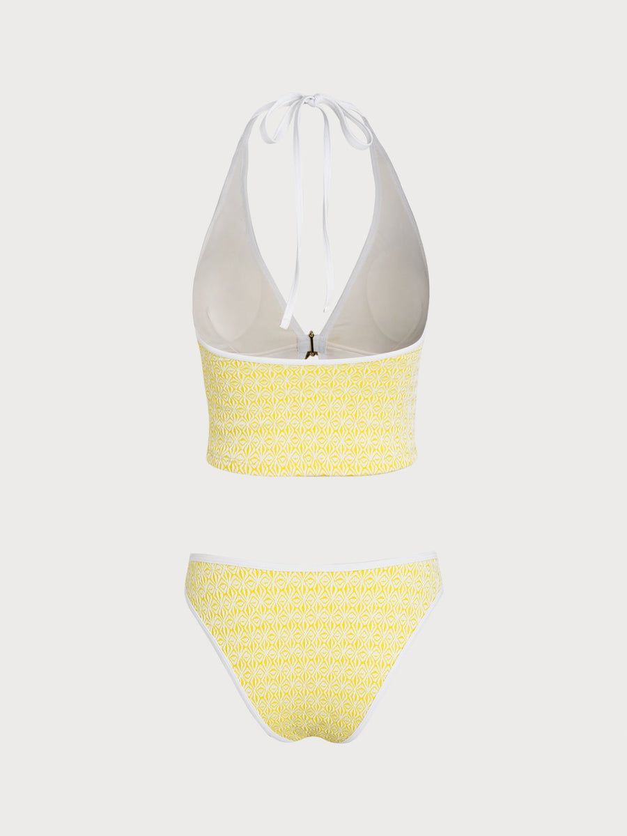 Yellow Contrast Starfish Tankini Set