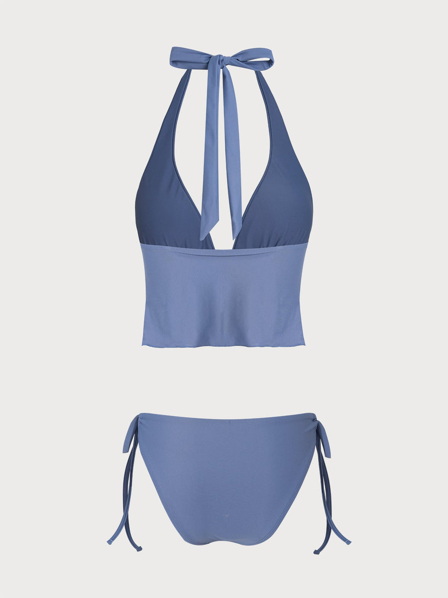 Royal Blue Ruffle Ruched Tankini Set