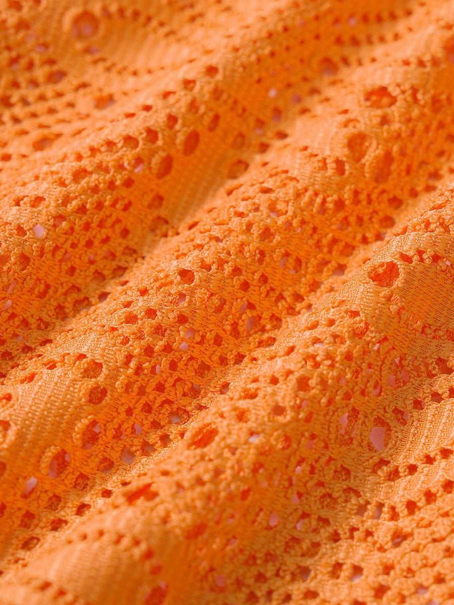 Orange Flower Irregular Hem Tankini Set