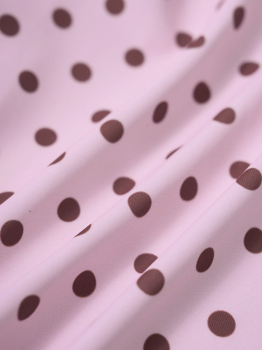 Pink Polka Dot Backless Tankini Set