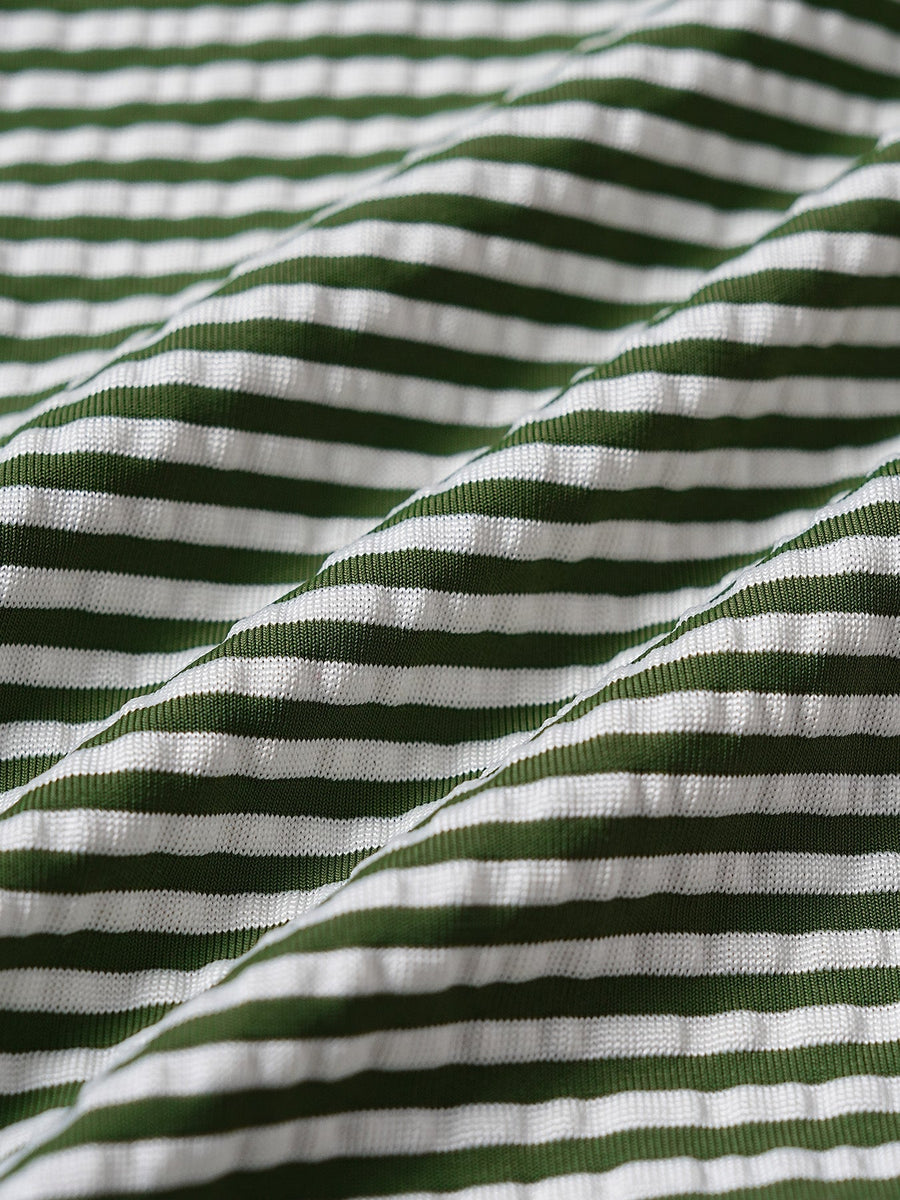Green Striped Tie Front Tankini Set