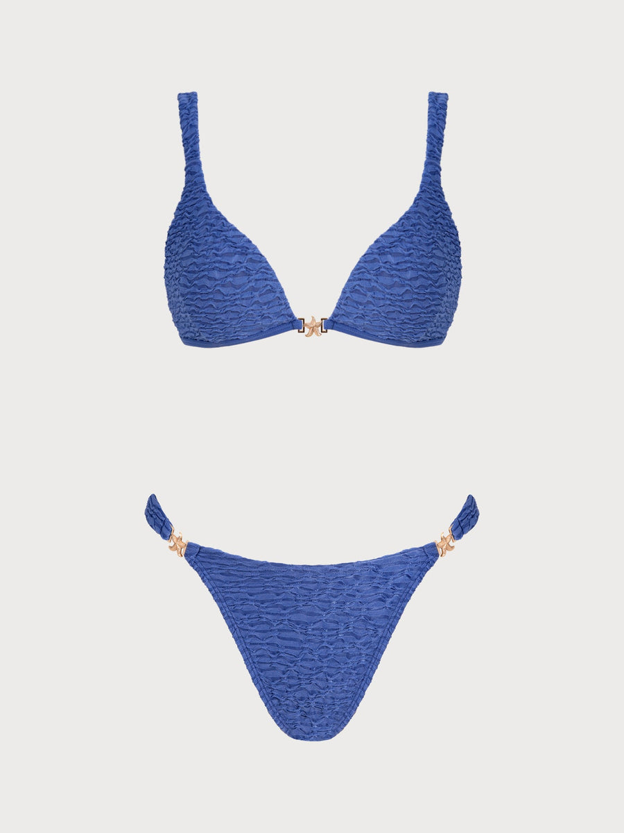 Blue Starfish Bubble Crinkle Bikini Set