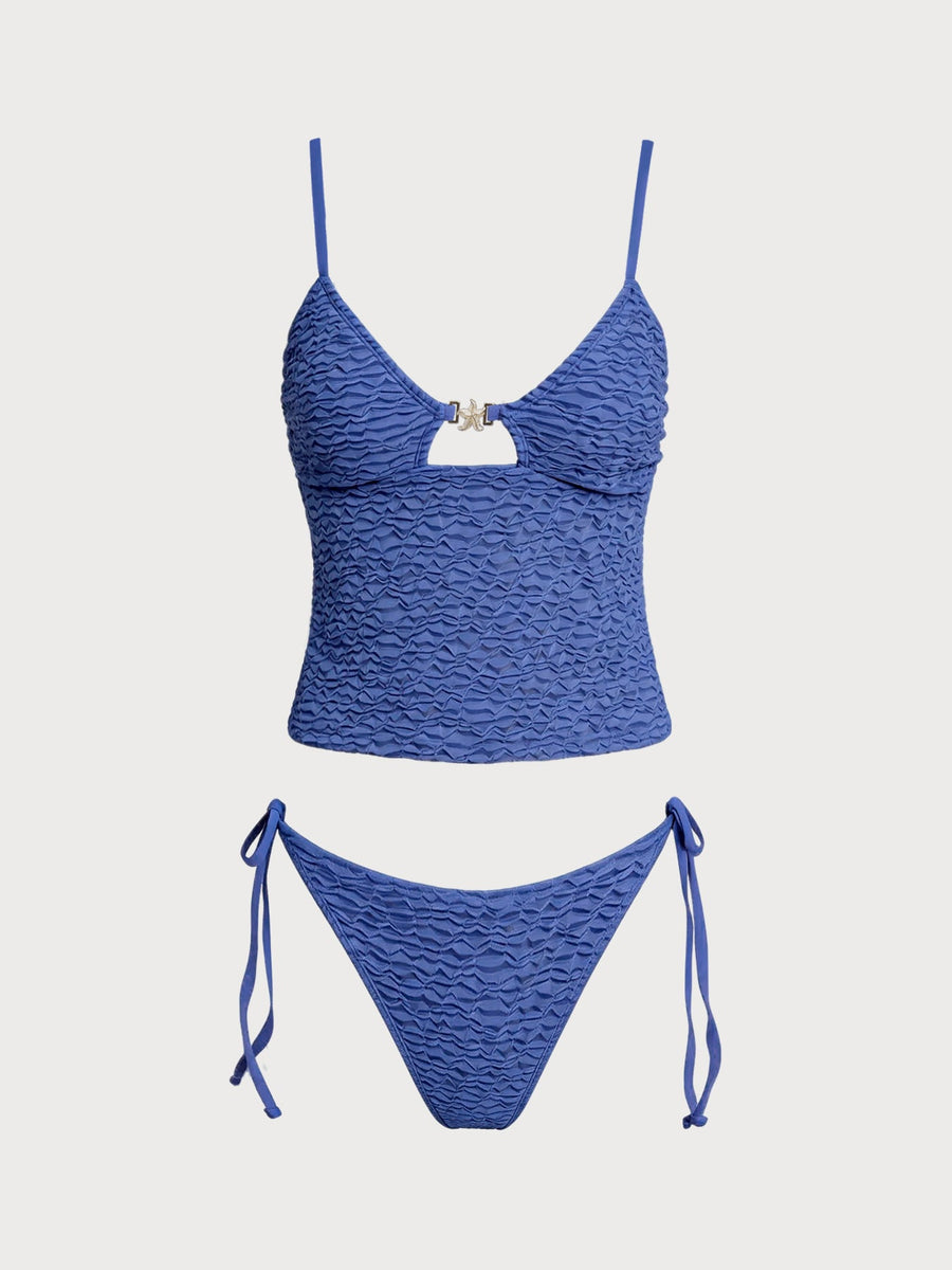 Blue Starfish Bubble Crinkle Tankini Set