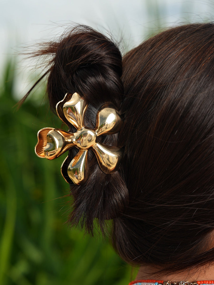 Gold Metal Flower Hair Clip