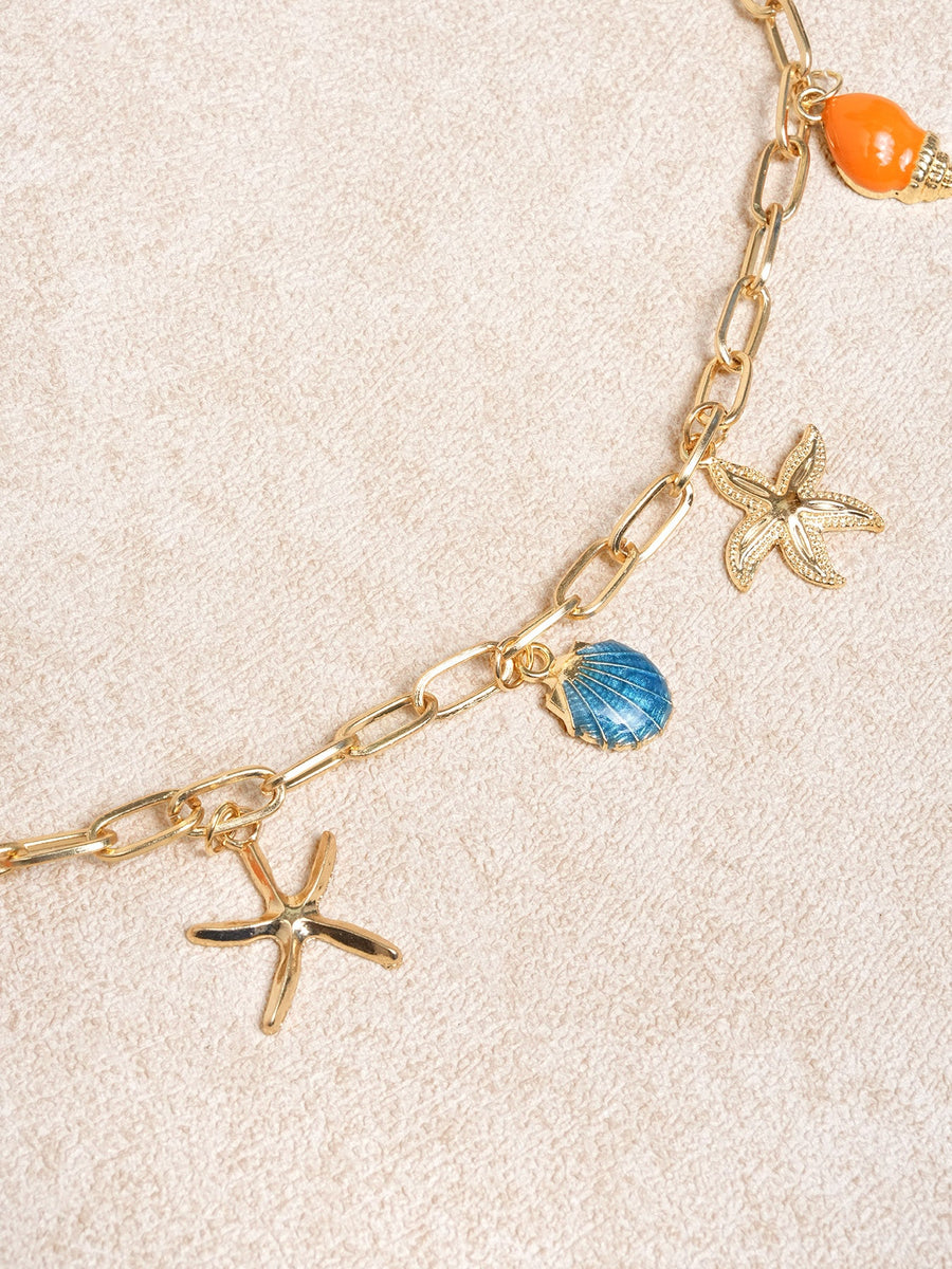 Gold Metal Seashell Starfish Waist Chain
