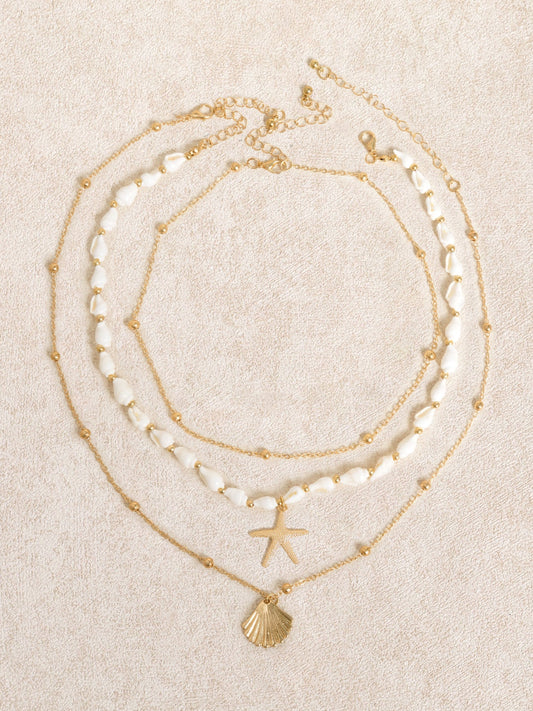 Gold Starfish Scallop Necklace