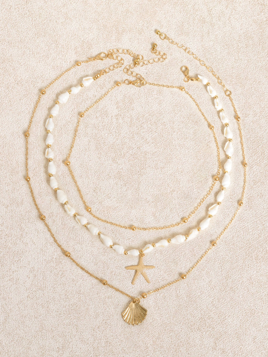 Gold Starfish Scallop Necklace