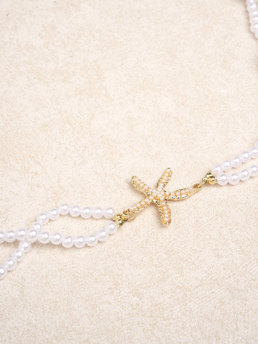 White Pearl Starfish Double Waist Chain