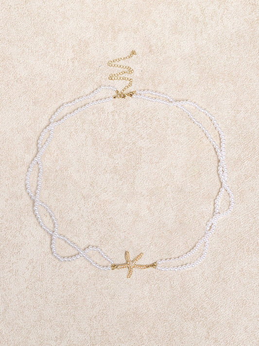 White Pearl Starfish Double Waist Chain
