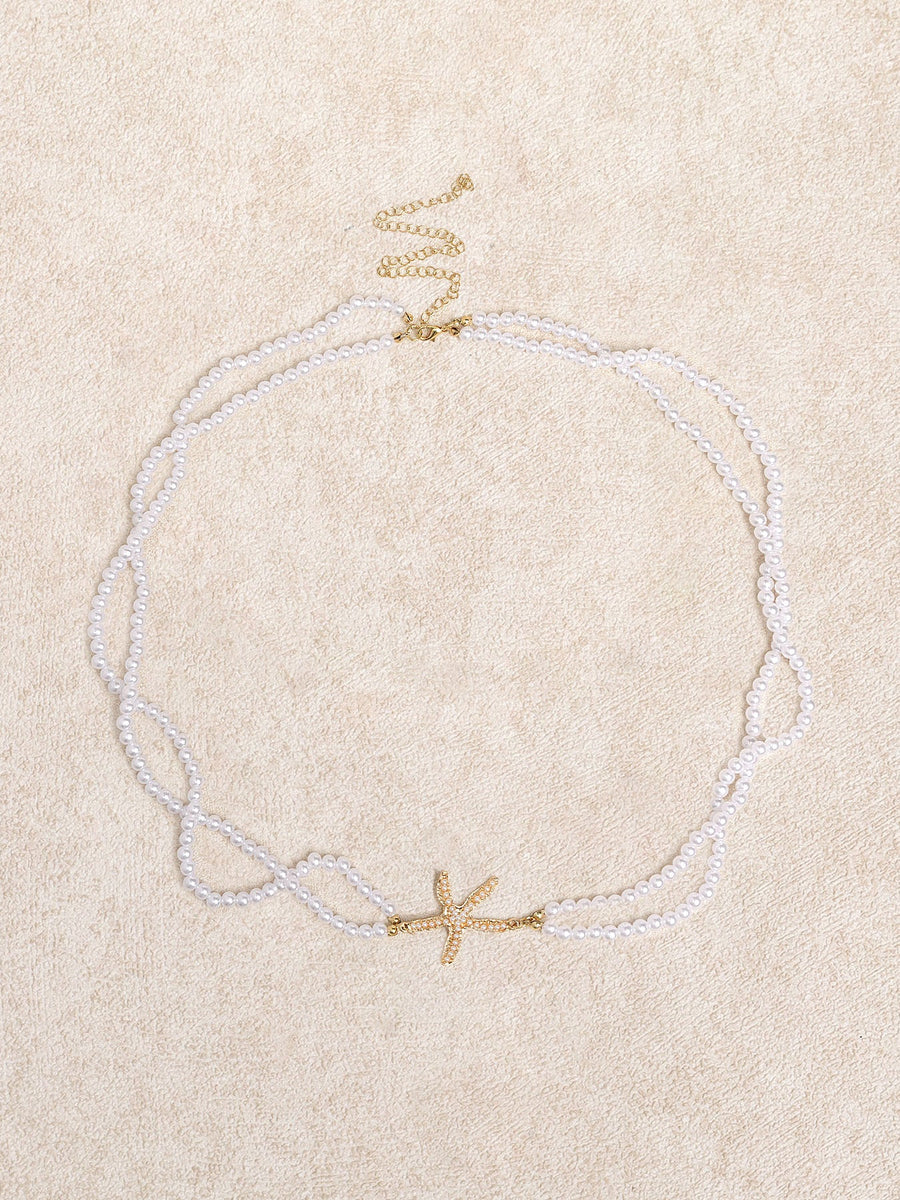 White Pearl Starfish Double Waist Chain