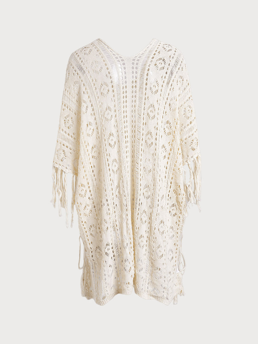 Off White V-Neck Cutout Cover-up