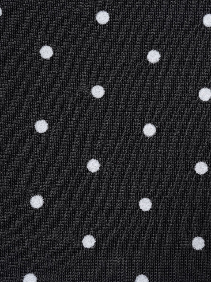 Black Contrast Polka Dot Mesh Tankini Set