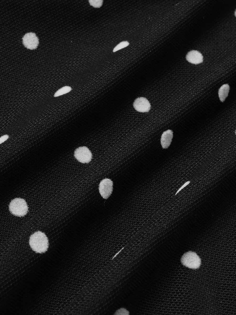 Black Contrast Polka Dot Mesh Tankini Set