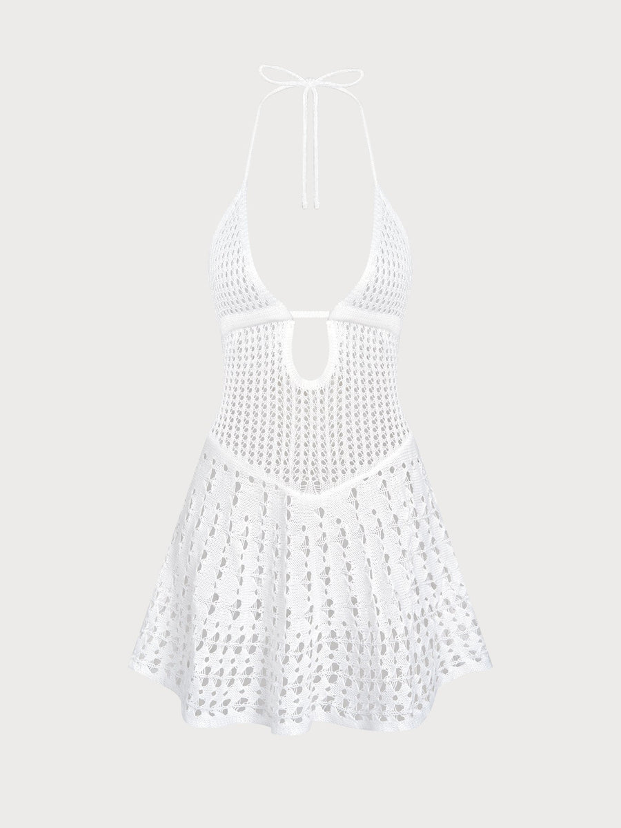 White Openwork Sleeveless Cover-up