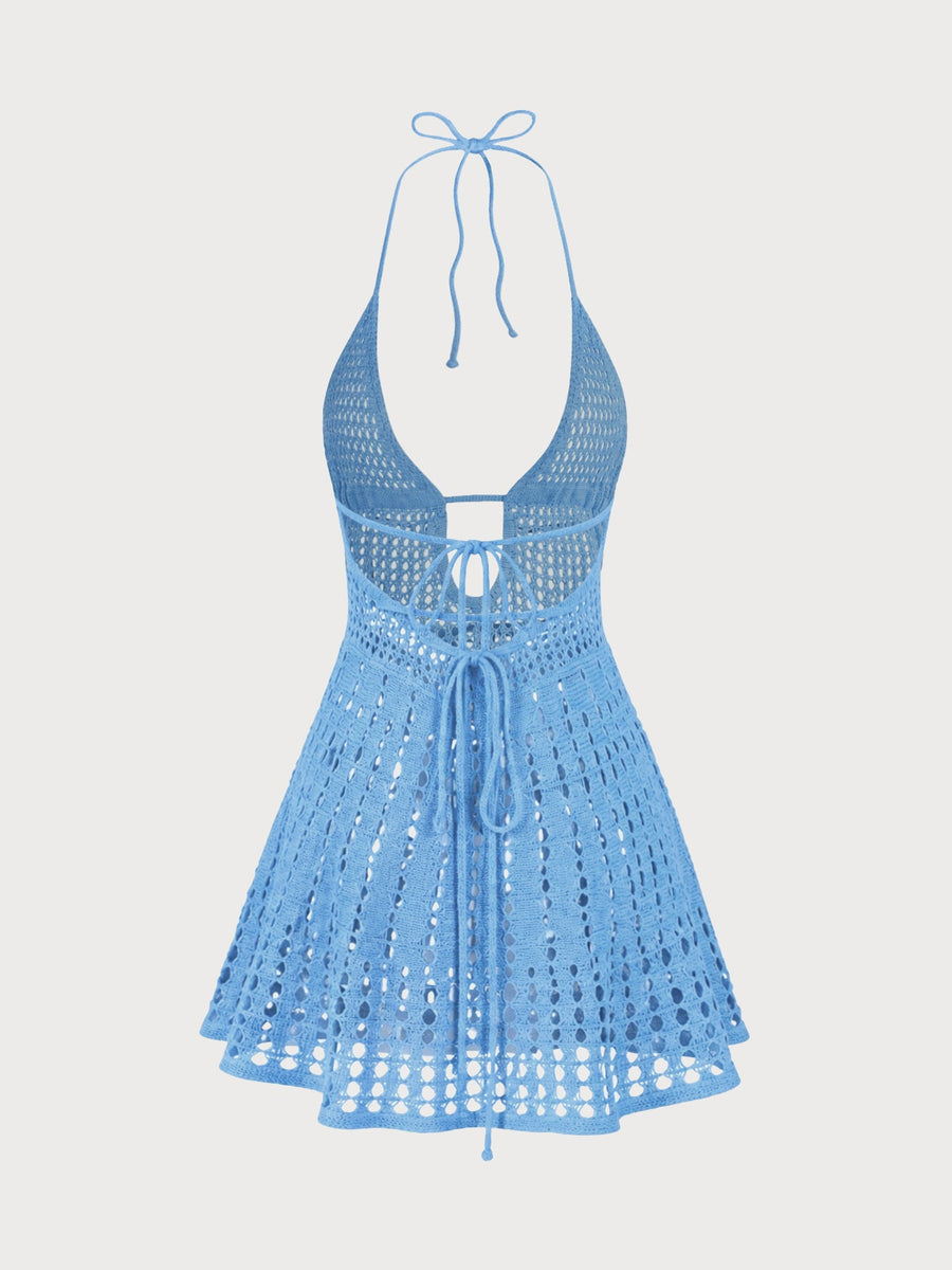 White Openwork Sleeveless Cover-up