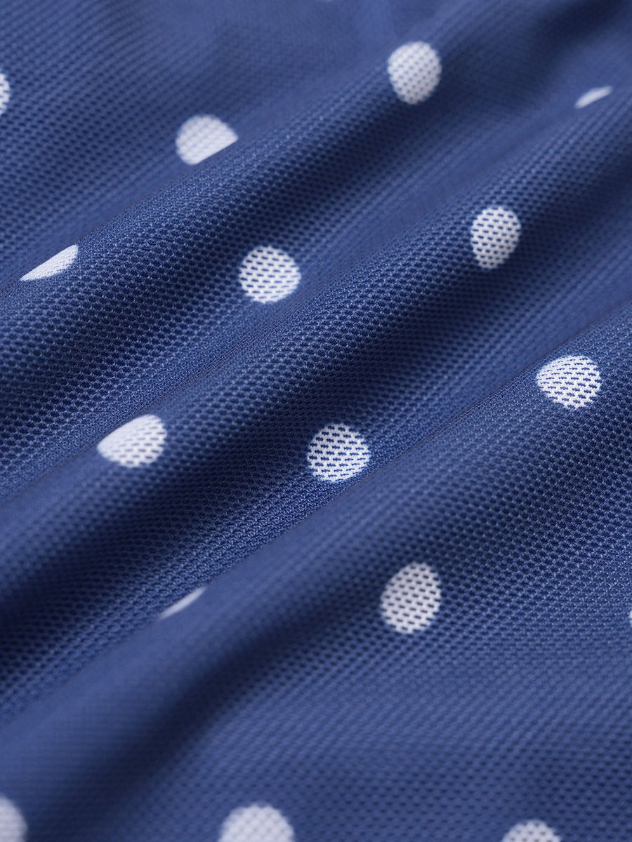 Blue Contrast Polka Dot Print Tankini Three-Piece Set
