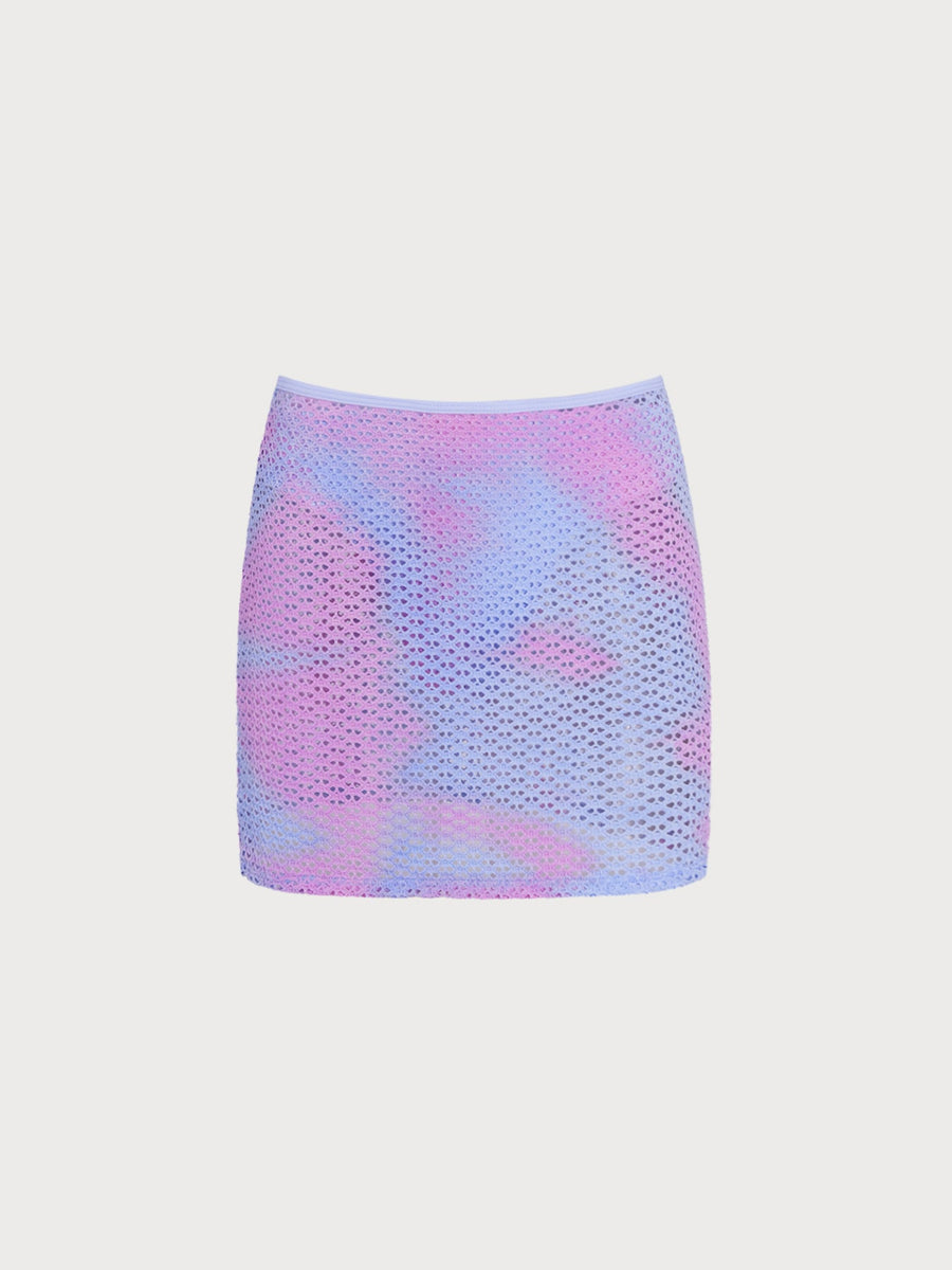 Blue Tie-dye Bikini Three-Piece Set