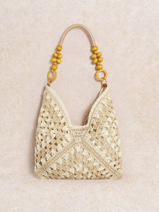 Khaki Woven Casual Shoulder Bag